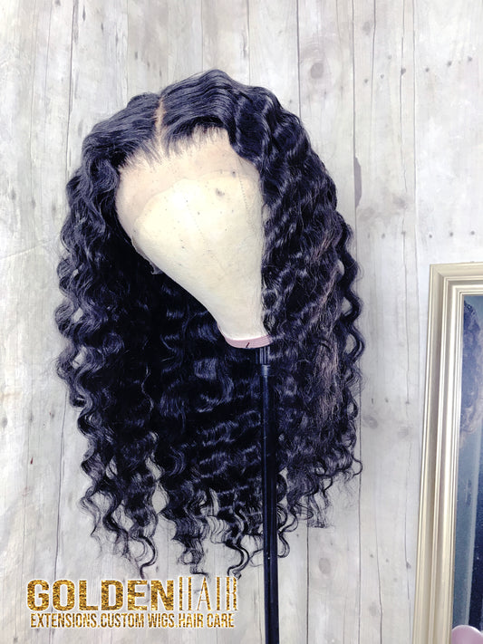 14k Loose Wave Golden Lace Front Wig with Crimps